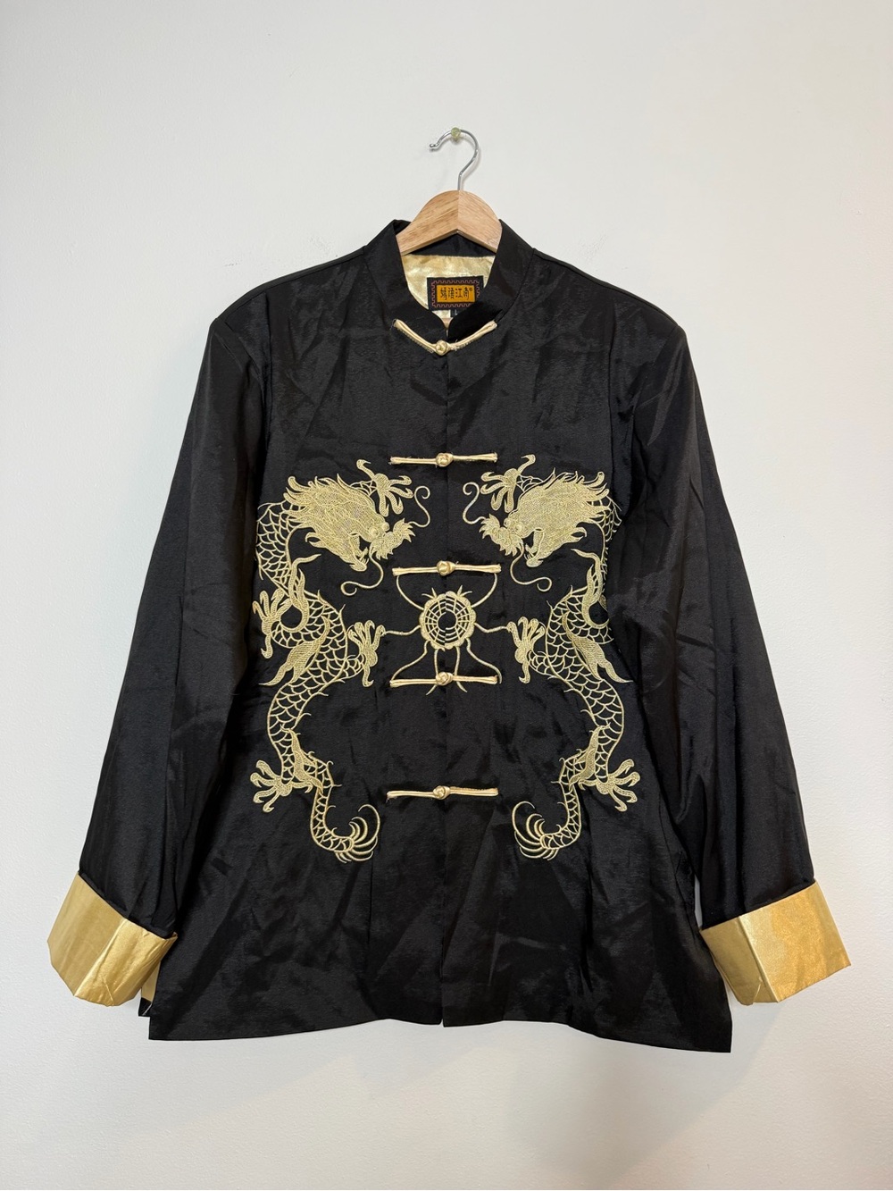 Traditional Chinese Satin Jacket Toggle Frog Closure embroider dragon Tang Suit
